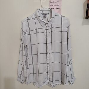 Womens H&M white button up shirt Pre-Owned Size 12 Long Sleeve Blouse